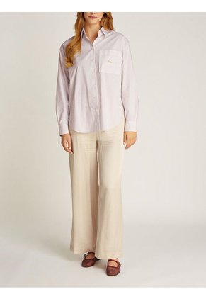 Camisa Rosa Holgada De Rayas De Popelín En Algodón Calvin Klein