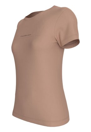 Camiseta Beige Slim Con Logo Calvin Klein