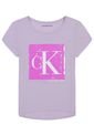 Camiseta Morado Con Logotipo De Lentejuelas Para Niña Calvin Klein de Calvin Klein