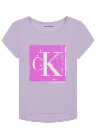 Camiseta Morado Con Logotipo De Lentejuelas Para Niña Calvin Klein Calvin Klein