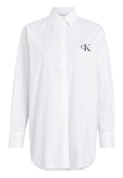 Camisa Blanco Oversize Con Logo Calvin Klein
