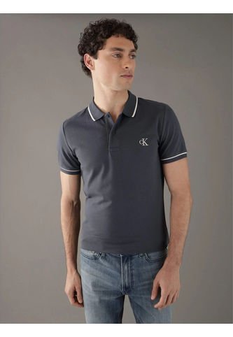 Polo Azul Slim Con Ribete En Contraste Calvin Klein Calvin Klein