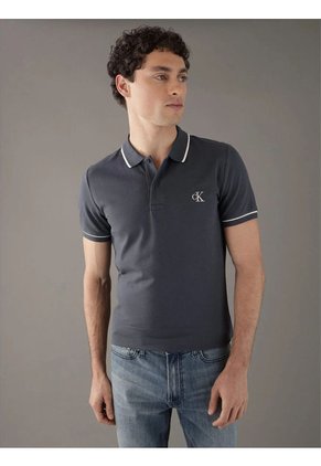 Polo Azul Slim Con Ribete En Contraste Calvin Klein