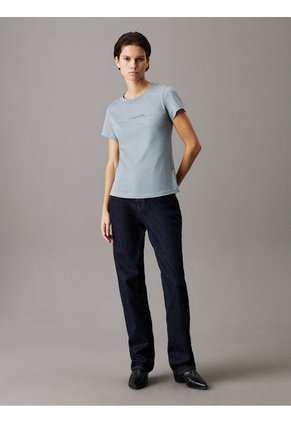 Camiseta Azul Slim Con Logo Calvin Klein