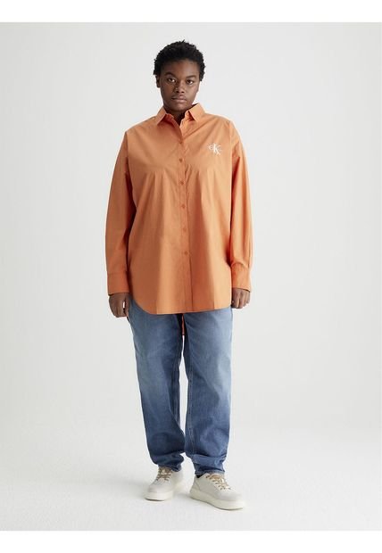 Camisa Naranja Oversize Con Logo Calvin Klein
