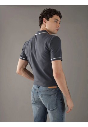 Polo Azul Slim Con Ribete En Contraste Calvin Klein