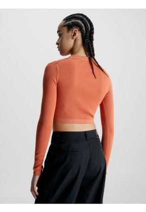 Saco Cropped Con Cuello En V Mujer Naranja Calvin Klein