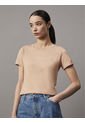 Camiseta Beige Slim Con Logo Calvin Klein de Calvin Klein