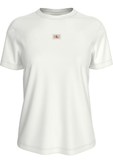 Camiseta Blanca Con Monograma E Insignia Calvin Klein