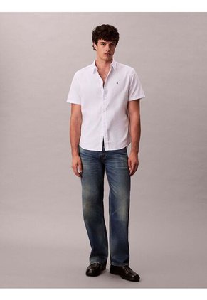 Camisa Blanca Oxford Clásica De Manga Corta Calvin Klein