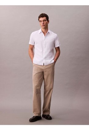 Camisa Blanca Classic De Tejido Arrugado Calvin Klein