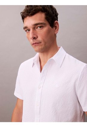 Camisa Blanca Classic De Tejido Arrugado Calvin Klein