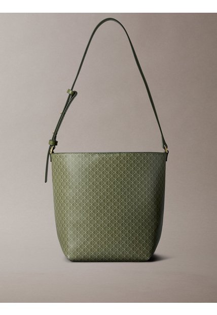 Bolso Verde Mediano Con Estampado De Emblema Y Bolsillo Interior Calvin Klein