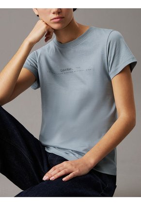 Camiseta Azul Slim Con Logo Calvin Klein