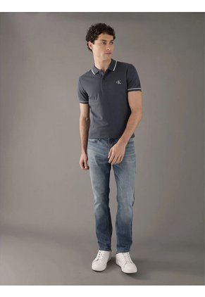 Polo Azul Slim Con Ribete En Contraste Calvin Klein