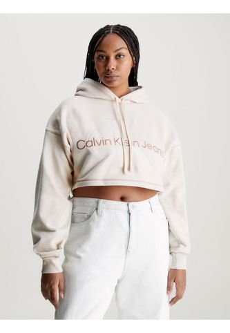 Buzo Blanco Cropped Con Gorro Y Monograma Para Mujer Calvin Klein Calvin Klein
