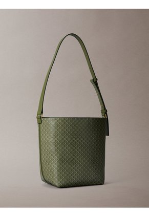 Bolso Verde Mediano Con Estampado De Emblema Y Bolsillo Interior Calvin Klein