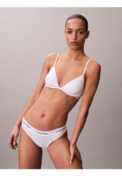 Brasier Blanco De Forro Ligero Con Escote Profundo - Icon Cotton Modal Calvin Klein