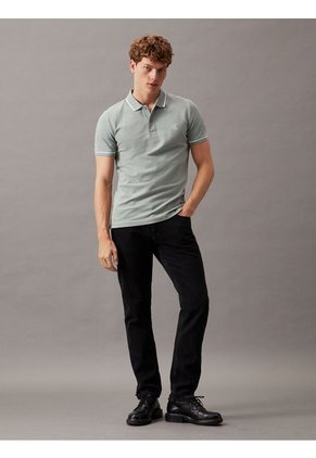 Polo Verde Slim Con Ribete En Contraste Calvin Klein