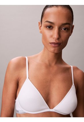 Brasier Blanco De Forro Ligero Con Escote Profundo - Icon Cotton Modal Calvin Klein