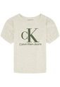 Camiseta Para Niña Con Mangas De Globo Beige Calvin Klein de Calvin Klein