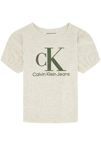 Camiseta Para Niña Con Mangas De Globo Beige Calvin Klein Calvin Klein