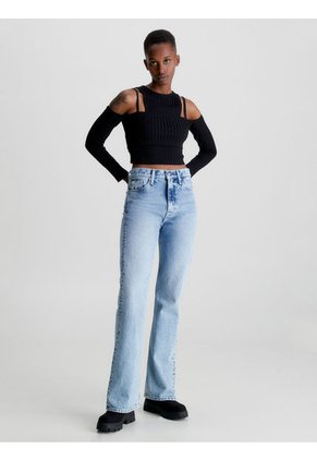 Top Recortado De Doble Capa Negro Mujer Negro Calvin Klein