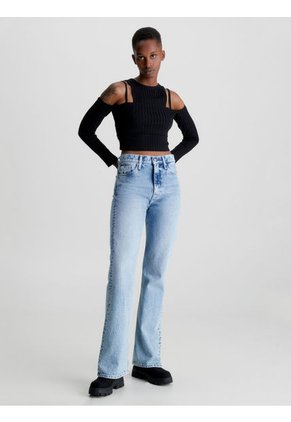 Top Recortado De Doble Capa Negro Mujer Negro Calvin Klein