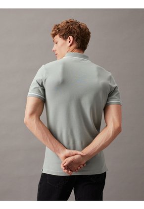 Polo Verde Slim Con Ribete En Contraste Calvin Klein