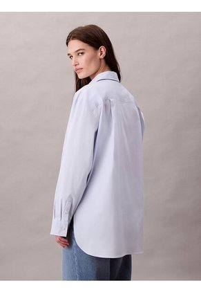 Camisa Celeste Relaxed De Popelina Calvin Klein