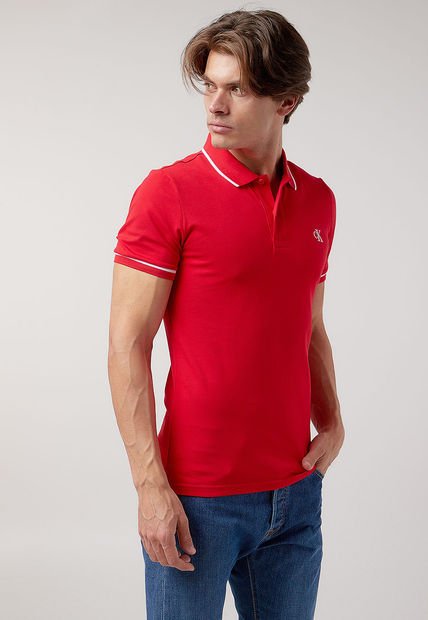 Polo Rojo-Blanco Calvin Klein