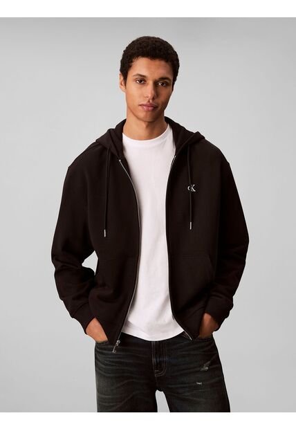 Buzo Negro Con Capota Y Cierre De Cremallera Calvin Klein