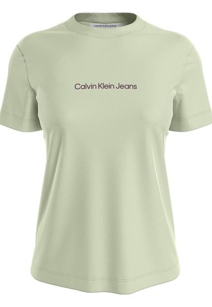Camiseta Con Cuello Redondo Y Logo Mujer Verde Calvin Klein