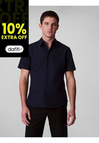 Camisa Azul Slim De Algodón Elástico Calvin Klein Calvin Klein