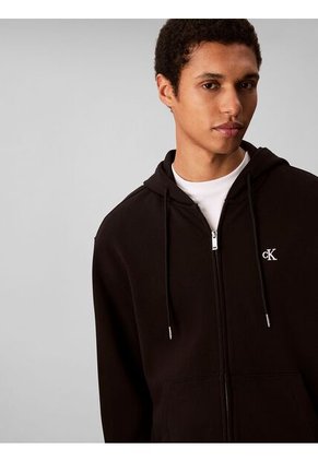 Buzo Negro Con Capota Y Cierre De Cremallera Calvin Klein
