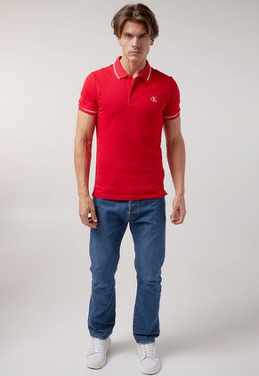 Polo Rojo-Blanco Calvin Klein