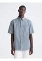 Camisa Gris Manga Corta Sencilla Y Solida Con Logo de Calvin Klein
