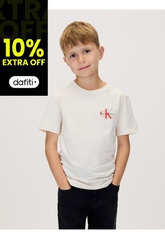 Camiseta Blanca Para Niño Infantil Con Monograma Calvin Klein Calvin Klein
