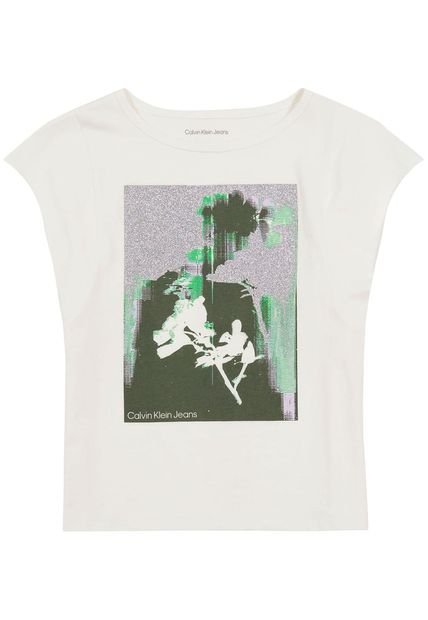 Camiseta Blanca Flutter Floral Para Niña Calvin Klein