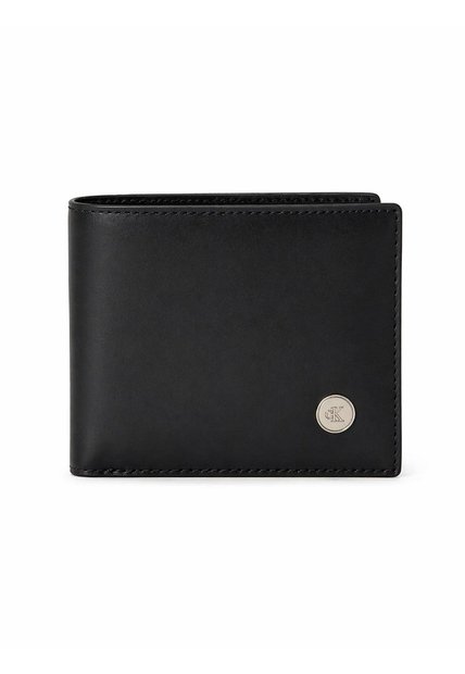 Billetera Negra De Cuero Con Monograma Circular Calvin Klein