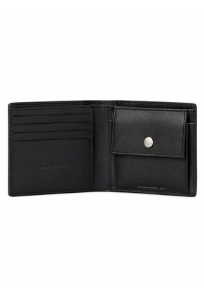 Billetera Negra De Cuero Con Monograma Circular Calvin Klein