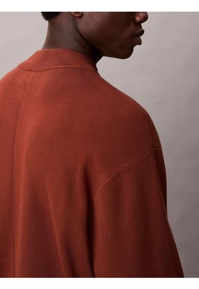 Saco Café De Tejido Boxy En Punto Técnico Con Cuello Semi Alto Calvin Klein