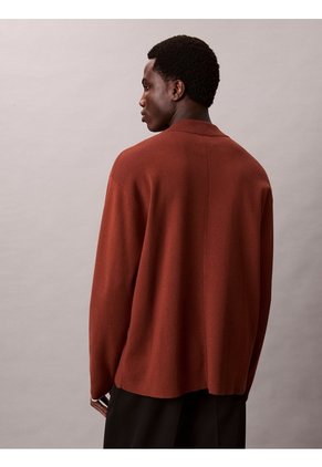 Saco Café De Tejido Boxy En Punto Técnico Con Cuello Semi Alto Calvin Klein