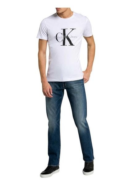 Camiseta Blanco De Algodón Con Logo Calvin Klein