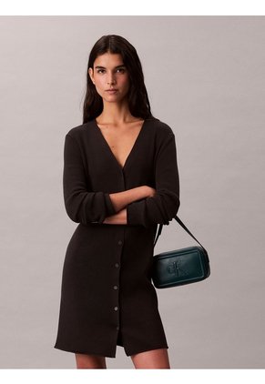 Bolso Azul Cruzado Con Logo Monograma Grabado Calvin Klein