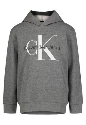 Buzo Gris Con Gorro Y Monograma Para Niño Calvin Klein