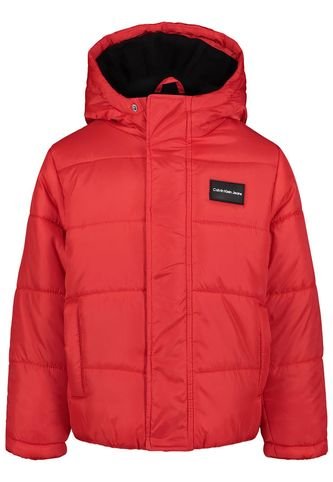 Chaqueta Rojo Tipo Burbuja Con Gorro Para Niño Calvin Klein Calvin Klein