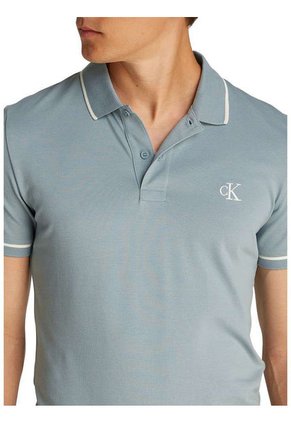 Polo Azul Slim Con Ribete En Contraste Calvin Klein
