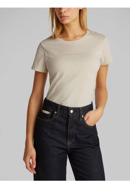 Camiseta Blanca Slim Con Logo Calvin Klein