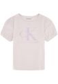 Camiseta Para Niña Con Mangas De Globo Rosado Calvin Klein de Calvin Klein